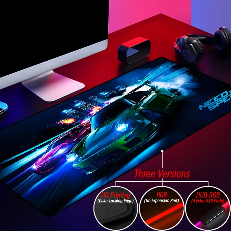 Fai Da Te Personalizzato Anime Bisogno Di Speed Mouse Pad Rgb Cute Girl Gaming Mouse Pad Xxl Hub 4 Porte Usb Office Pc Accessori Led Playmat