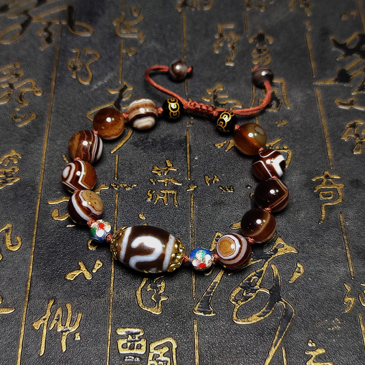 Tibet Money Hook Tiger Tooth Natural Sky Eye Agata Dzi Beads Cloisonne Bracciale Amuleto Da Donna Regolabile Intrecciato Spedizione Gratuita