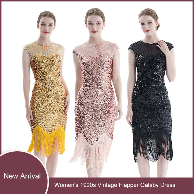 Deluxe Ladies 20S 1920S Roaring Flapper Costume Paillettes Gatsby 20'S Fancy Dress Women Fringe Cocktail Party Dress Size Xs-3Xl