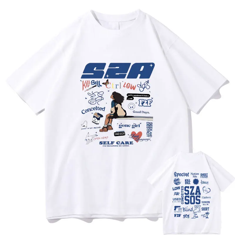 Hot Rapper Sza Sos Album Tshirt Sza Tour 2023 Tee Shirt S.Z. A Concert Graphic T-Shirt Uomo Donna Fashion Hip Hop Oversize Tshirt