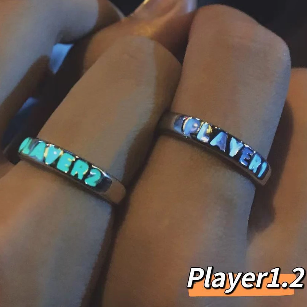 Anello Luminoso Per Coppia Creative Glowing In The Dark Player 1 Player 2 Anello Da Gioco Abbinato Per Donna Uomo Regalo Di San Valentino