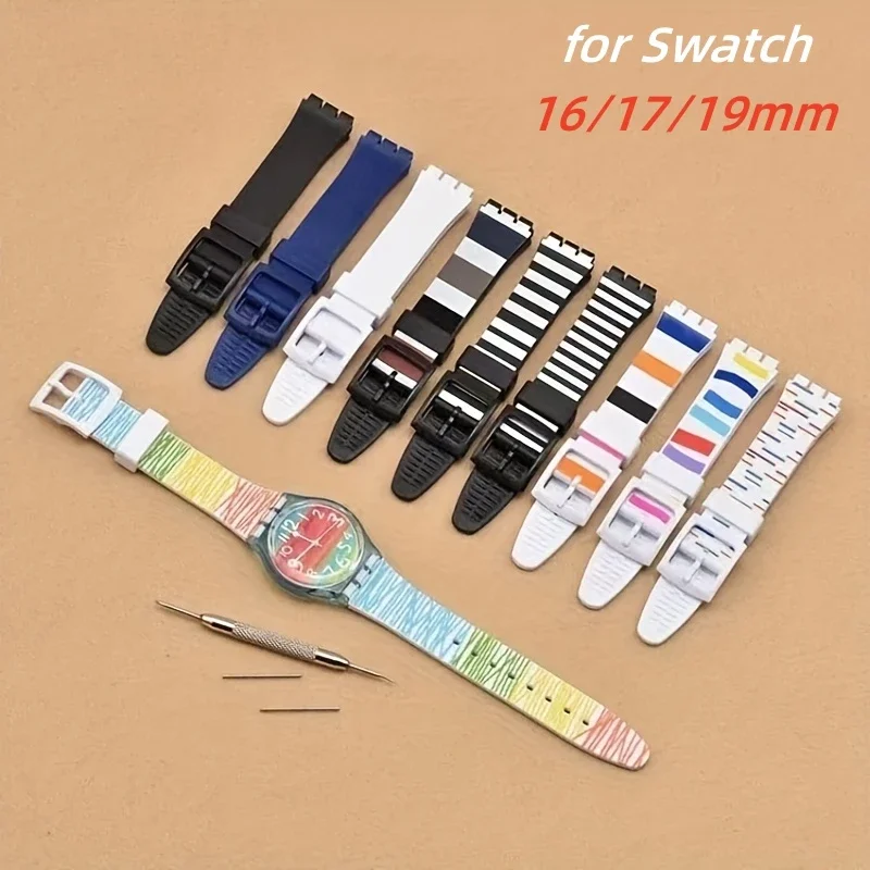 Cinturino In Gomma Da 16Mm 17Mm 19Mm Per Cinturino Per Orologio Swatch Soft Jelly Colorato Impermeabile Sport Di Ricambio Accessori Per Bracciale Da P