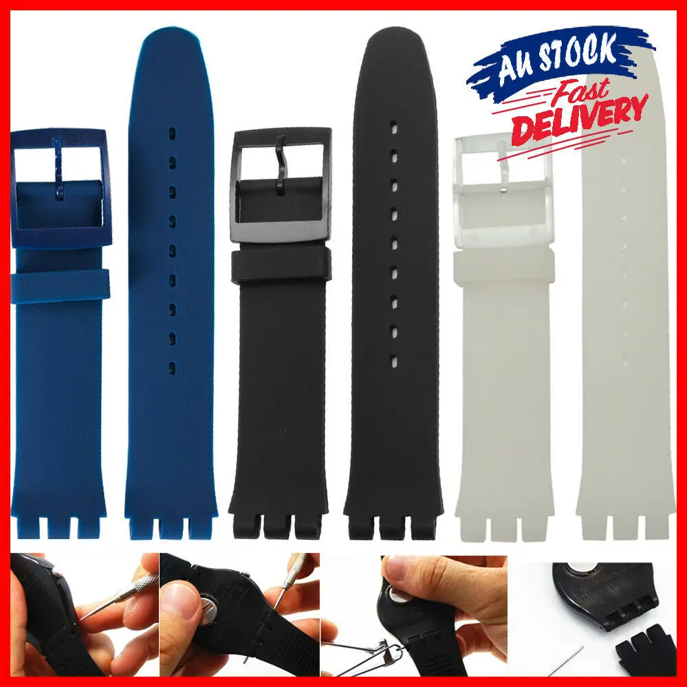 Cinturino Di Ricambio Swatch Da 17Mm Cinturino Nero Per Accessori Per Cinturini In Silicone Per Bambini Swatch Cinturino Indossabile Intelligente Mate