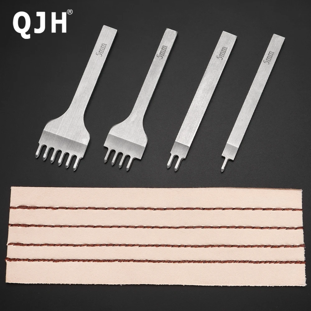 Qjh 4 Pcs Diamond Pricking Iron Scalpello Strumenti Per Cuciture Artigianali In Pelle-Seleziona La Spaziatura Dei Poli 3Mm 4Mm 5Mm 6Mm(1 + 2 + 4 + 6 P