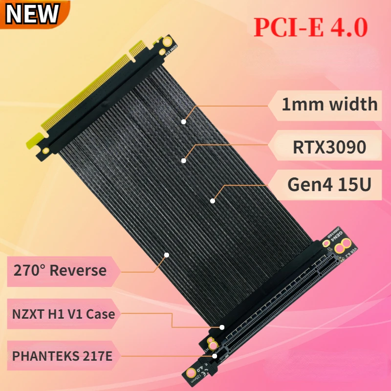 Pcie 4.0 X16 Riser Cable Per Nzxt H1 270 ° Reverse Ad Angolo Retto Phanteks 217E Chassis Schede Grafiche Vertical Gpu Riser Extender