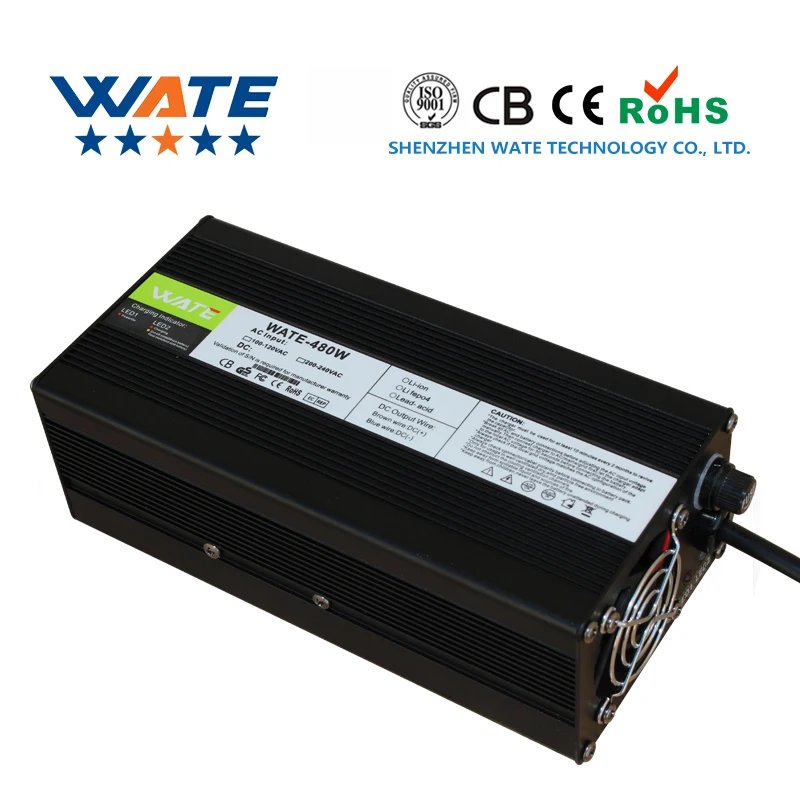 Caricabatteria 43.8V 10A Lifepo4 Caricabatteria 12S 36V/38.4V Lifepo4, Con Luce A Led, Che Indica Lo Stato Di Ricarica 110V-240V