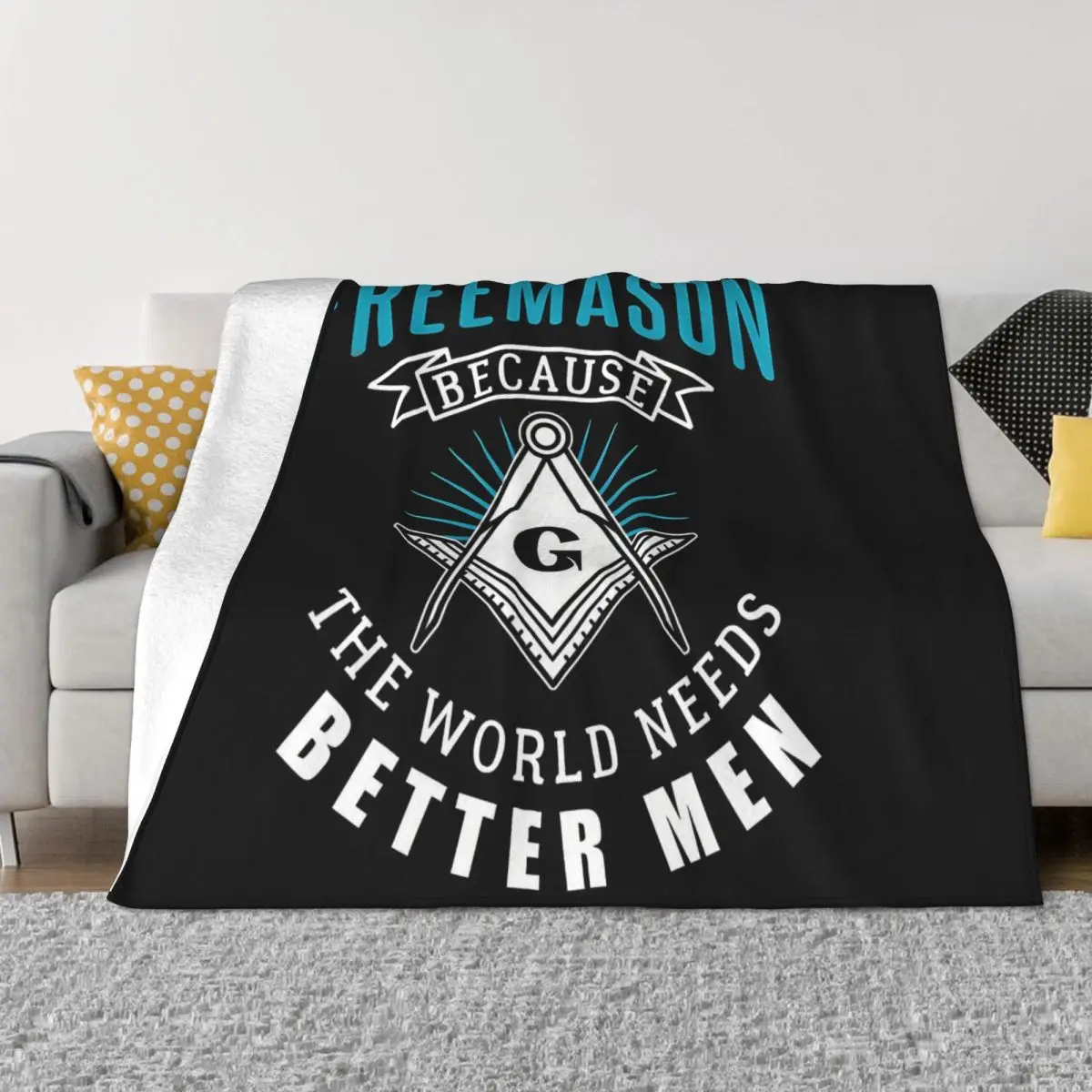 Coperta Freemason Flanella Decorazione Massonica Società Segreta Copriletto Portatile Per La Casa