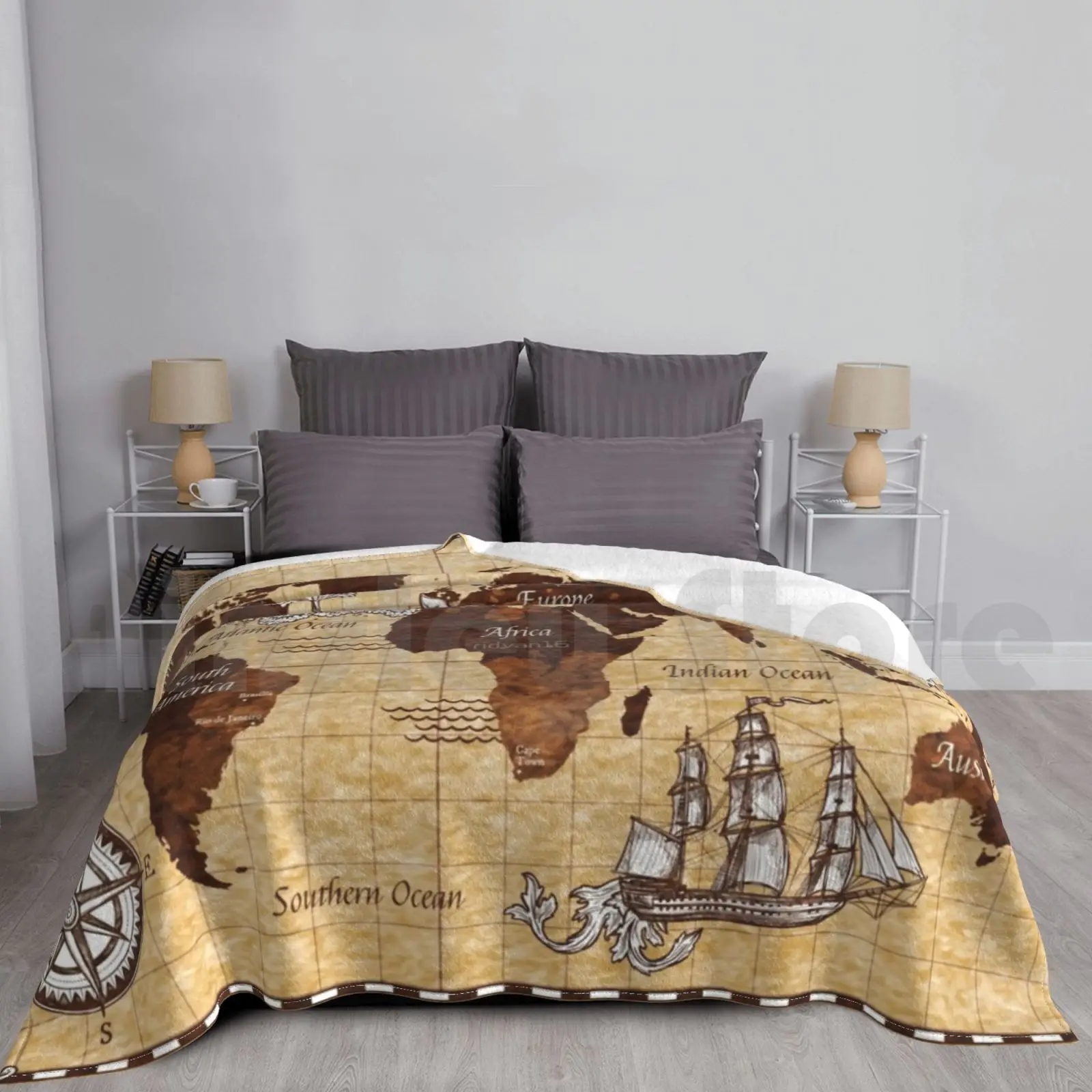 Pirate Bay Mappa Segreta Coperta Super Soft Luce Calda Sottile Mappa Del Mondo Vecchia Mappa Mappa Mappe Mappa Storica Mappa Storica