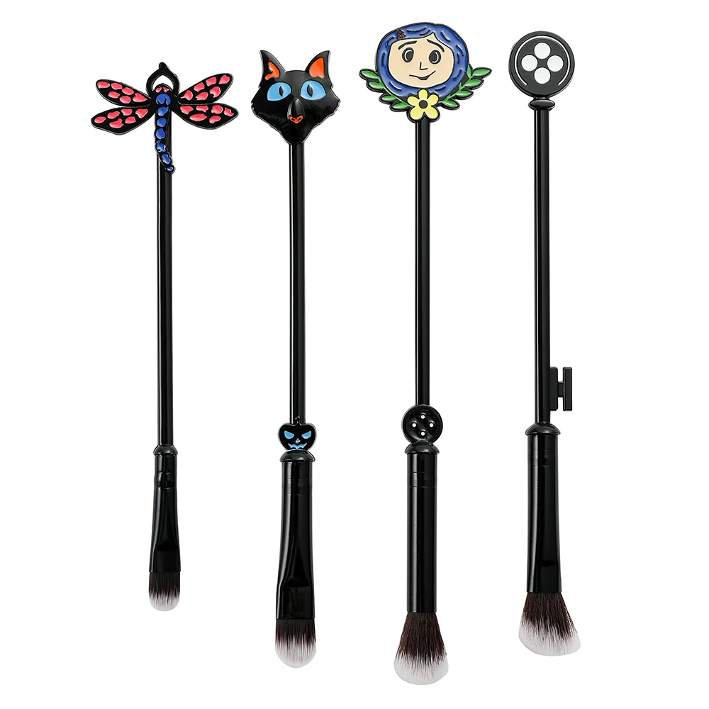 4Psc/Set Coraline & The Secret Door Pennello Per Trucco Laika Dragonfly Pennello Per Correttore Morbido Portatile Pennello Cosmetico Per Fondotinta