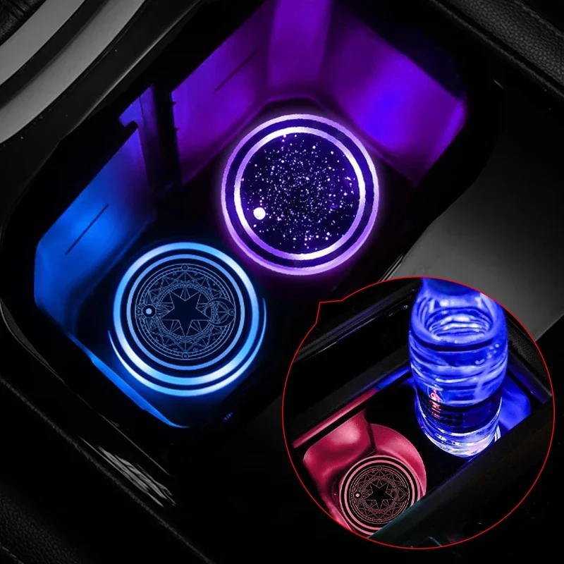 Car Luminous Coaster Auto Interior Badge Water Cup Mat Hold Per Jeep Renegade Wrangler Jk Grand Cherokee Wj Xj Compass Command