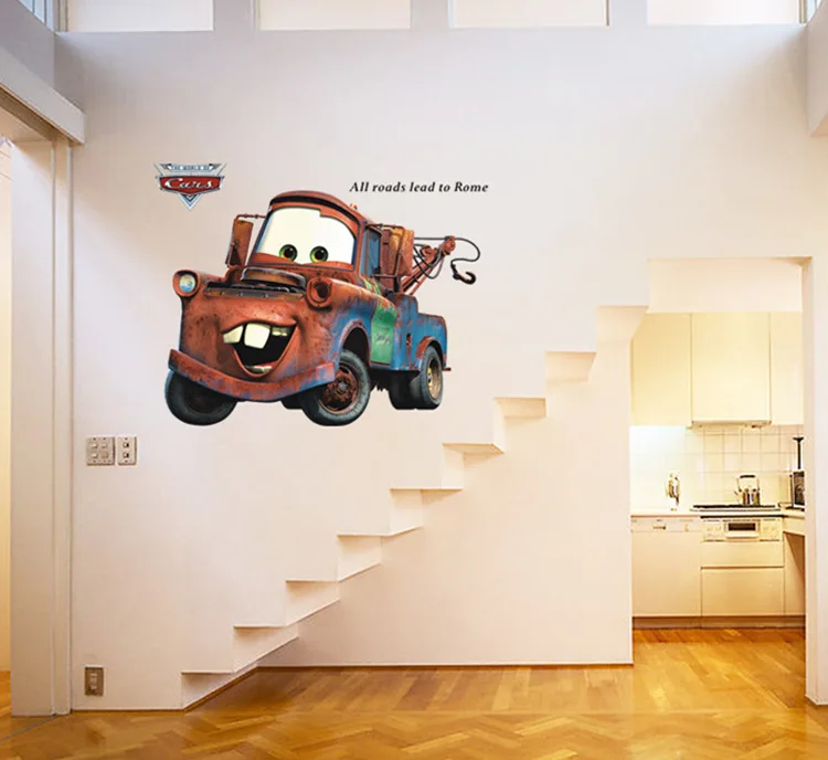 3D Rotto Mater Camion Auto Per Ragazzi Camera Da Letto Auto Adesivo Camera Dei Bambini Carta Da Parati Cartoom Auto Poster Murale Fulmine Wall Sticker