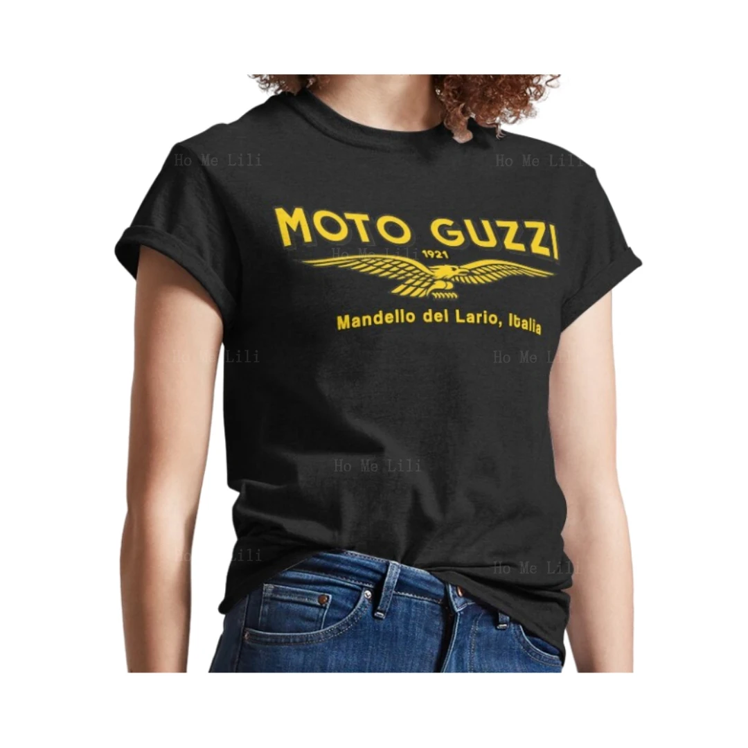 Moto Guzzi Mandello Del Ario 1921 T-Shirt T-Shirt Per Donna Cotone Manica Corta Donna Cotone Lusso