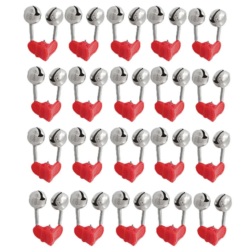 20X Red Hot Plastic Clip Double Rod Bite Alarm Fishing Bells Ring