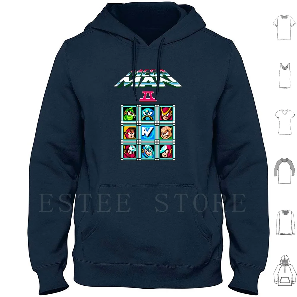 Megaman 2 Felpe Con Cappuccio Manica Lunga Megaman 2 Nes Game Video Snes Console Geek Retro Anni '90 Design Palmare Microsoft