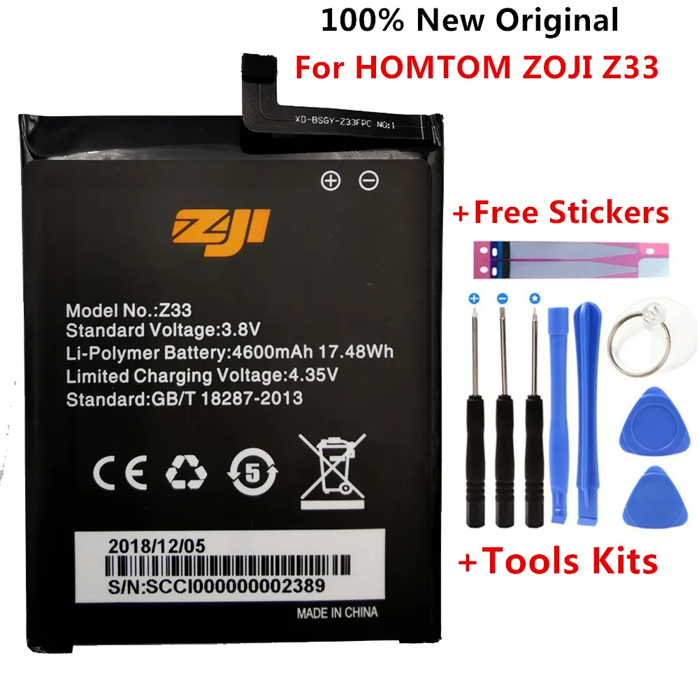 100% Nuovo Originale Originale Per Homtom Zoji Z33 Batteria 4600 Mah Per Homtom Zoji Z33 Smart Phone Batteria Strumenti Gratuiti