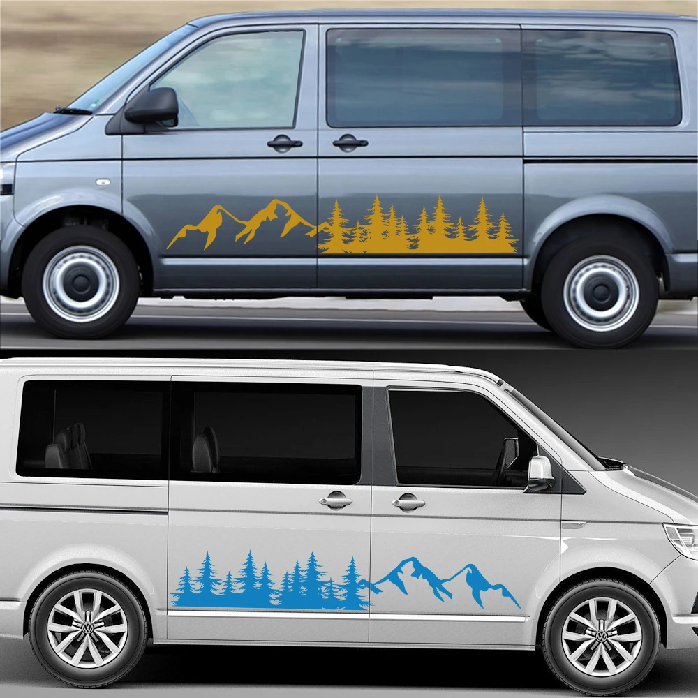 2Pcs Forest Car Stickers Auto Tree Mountain Decal Door Side Stickers Per Transporter T5 T6 Toyota Elfa Volkswagen Vw Multivan