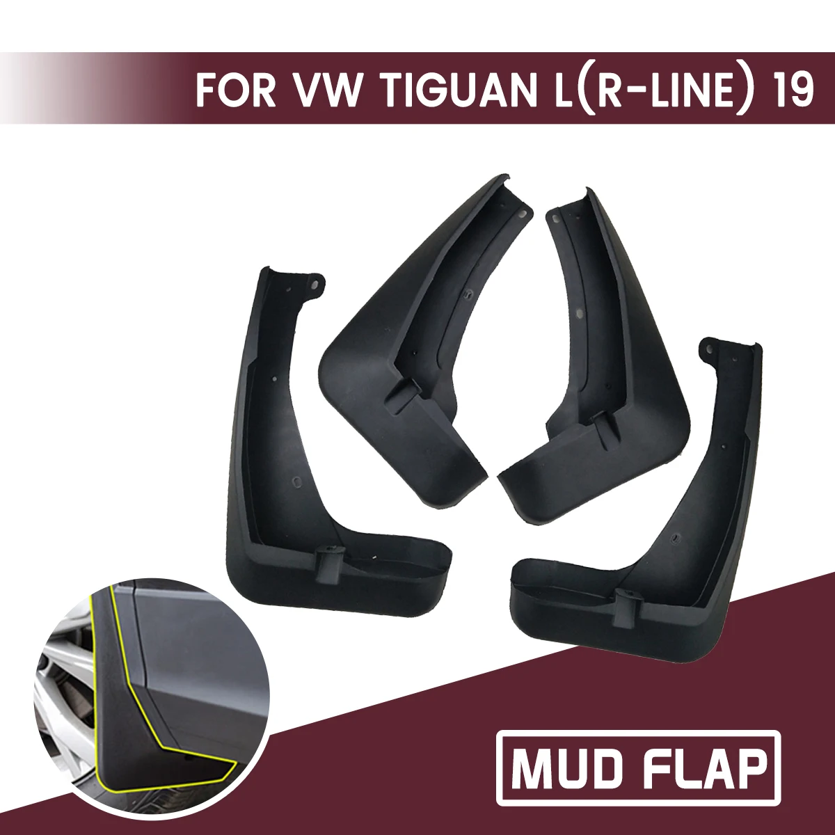Per Vw Tiguan L (R-Line) 19 Auto Anteriore Posteriore Auto Parafanghi Parafanghi Parafanghi Parafango Flap Anti Splash Paraspruzzi Morbido Buona Tenac