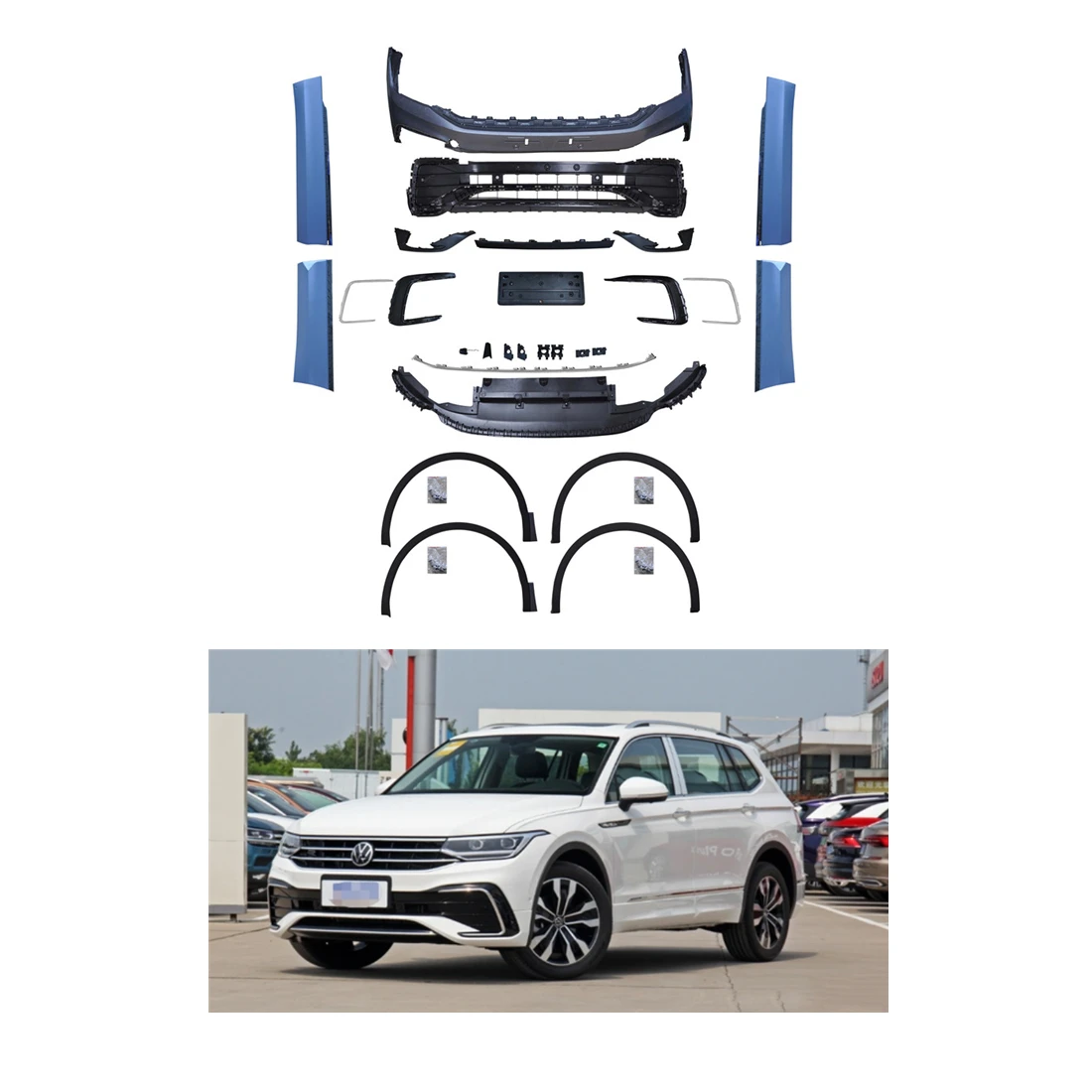 Accessori Tiguan Paraurti Anteriore R Line Per Volkswagen Tiguan 2021 2022 2023 Aggiornamento Vw Tiguan R-Line Body Kit