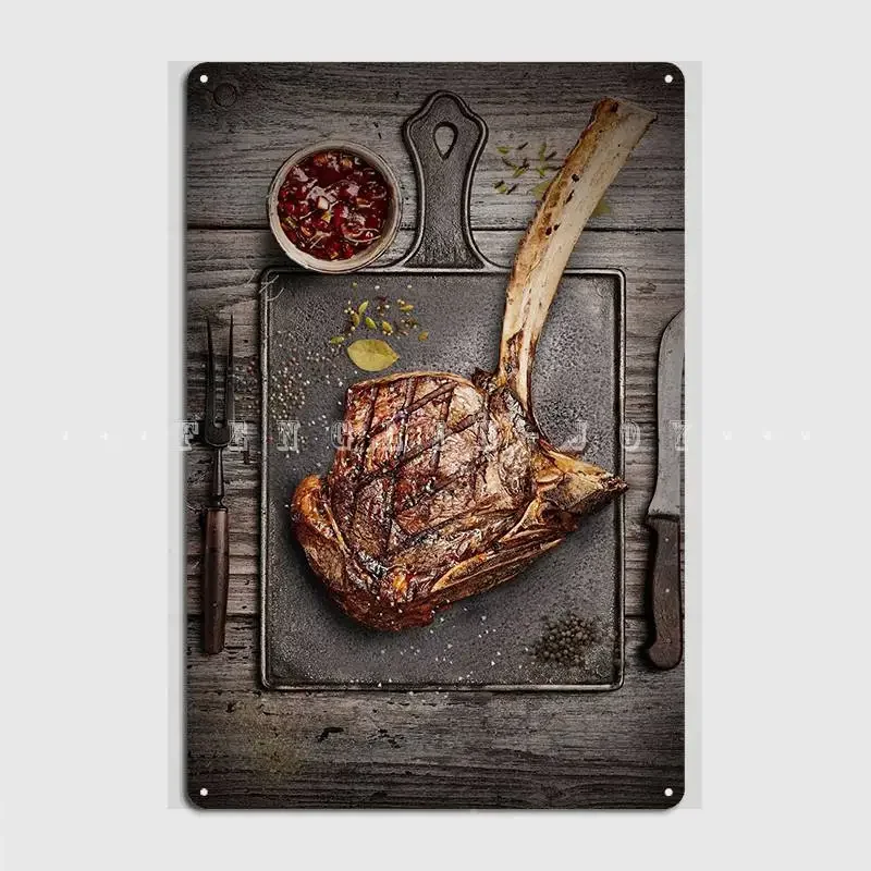 Rib Eye Tomahawk Steak Bbq Metal Sign Club Home Home Design Wall Decor Tin Sign Poster
