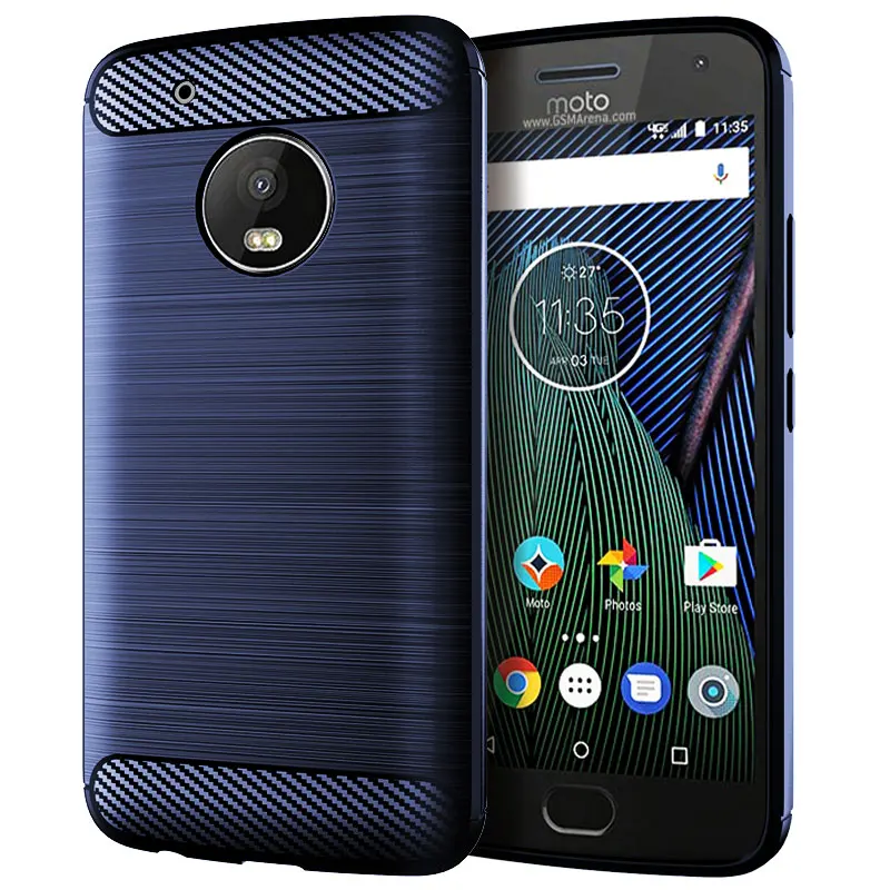 Custodia Antiurto In Fibra Di Carbonio Per Moto G5 Plus G5 + Custodia In Silicone Per Moto G5 Plus Paraurti Cover Posteriore Protettiva Completa Coque