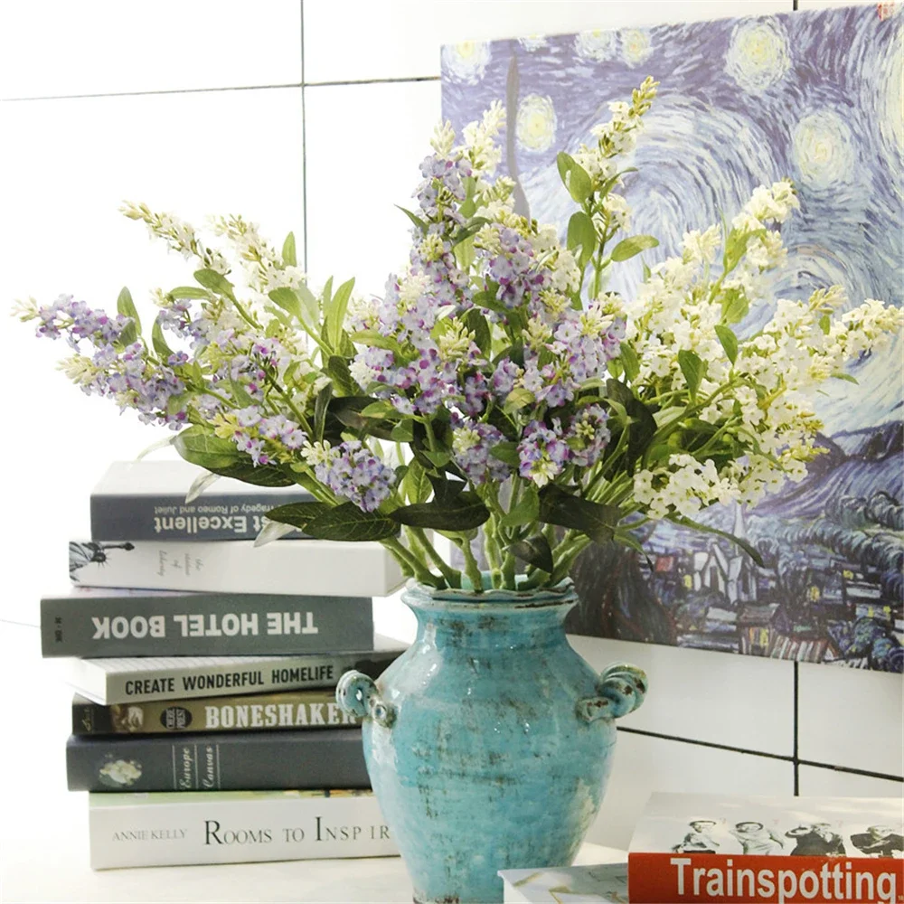 Fiori Artificiali Pianta Ornamentale 5 Rami Lavanda Stapelia Grandiflora Falso Bonsai Home Office Decorare