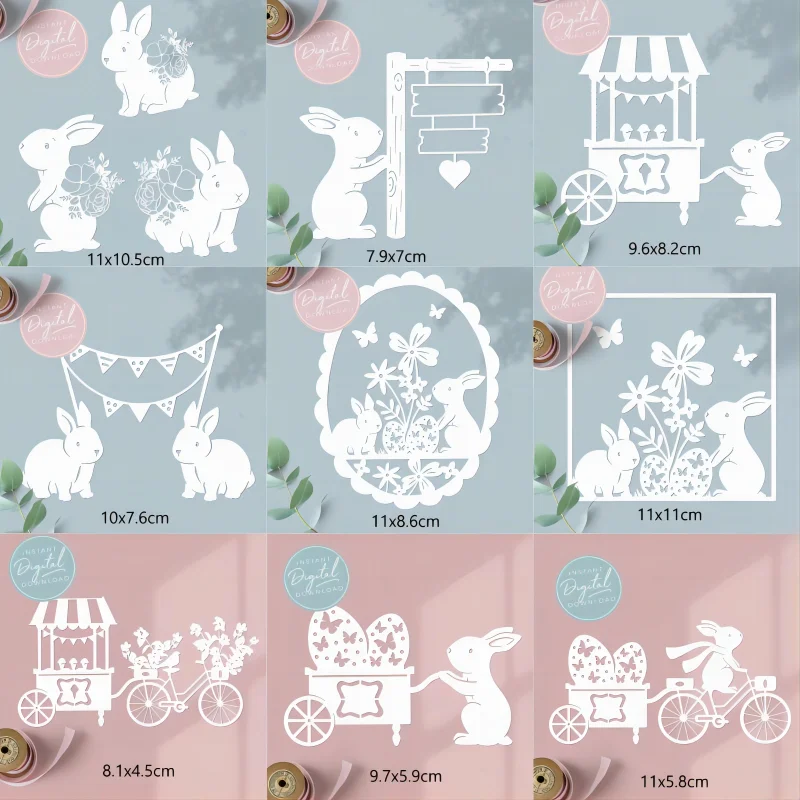 Piggy Craft Metal Cutting Dies Cut Die Mold Easter Bunny Series Scrapbook Paper Craft Knife Mold Blade Punch Stencil Dies