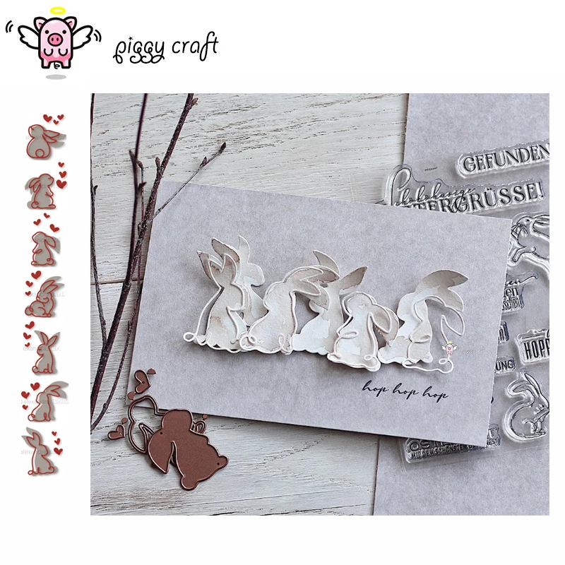 Piggy Craft Metal Cutting Dies Cut Die Mold Easter Bunny Series Scrapbook Paper Craft Knife Mold Blade Punch Stencil Dies