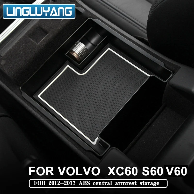 Car Styling Abs Central Armrest Storage Box Pallet Container For Volvo Xc60 S60 V60 Auto Accessories 2010-2017 Beige/Black