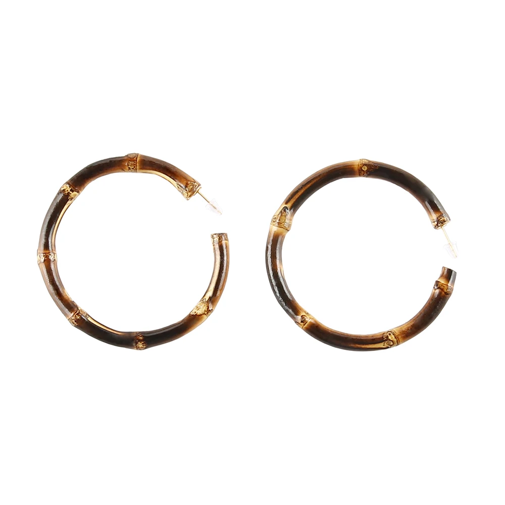 Nilerun Brand Fashion Classic Letter C Shape Opening Cut Unique Handmade Real Natural Rattan Bamboo Root Orecchini A Cerchio Rotondi