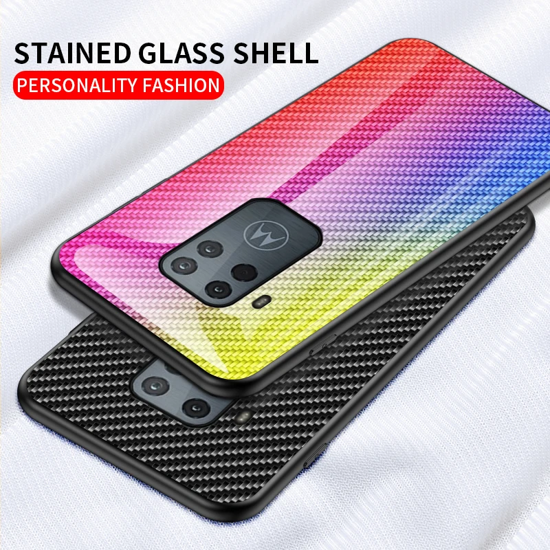 Custodia Per Telefono In Vetro In Fibra Di Carbonio Per Motorola G7 Play Plus Custodia In Vetro Temperato Per Moto G7 Power One Zoom Coque Fundas