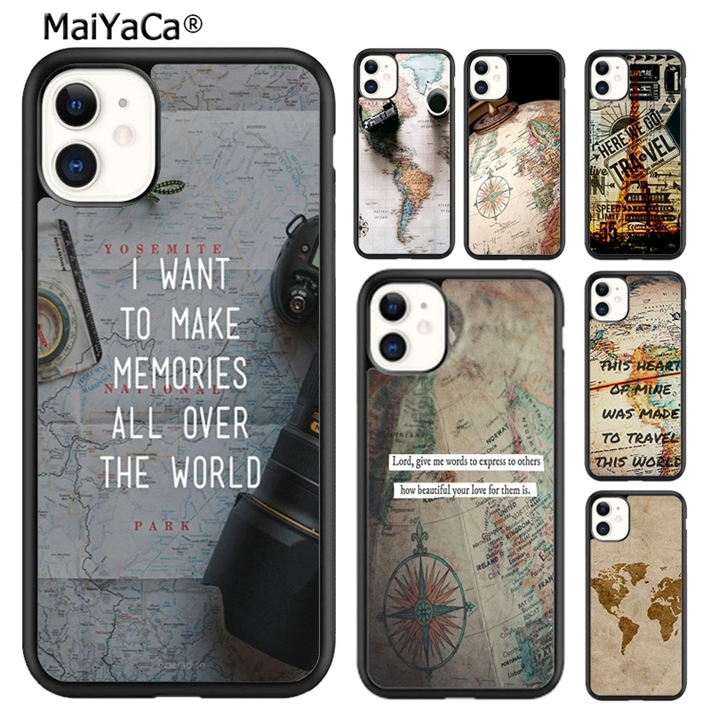 Maiyaca World Map Travel Go Travel Quotes Custodia Per Telefono Per Iphone 15 Se2020 6 7 8 Plus Xr Xs 11 12 Mini 13 14 Pro Max Shell Coque