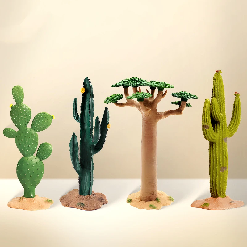 Simulazione Green Wild Plant Scene Baobab Tree Cactus Model Scenery Micro Landscape For Home Ornaments Garden Desk Decoration