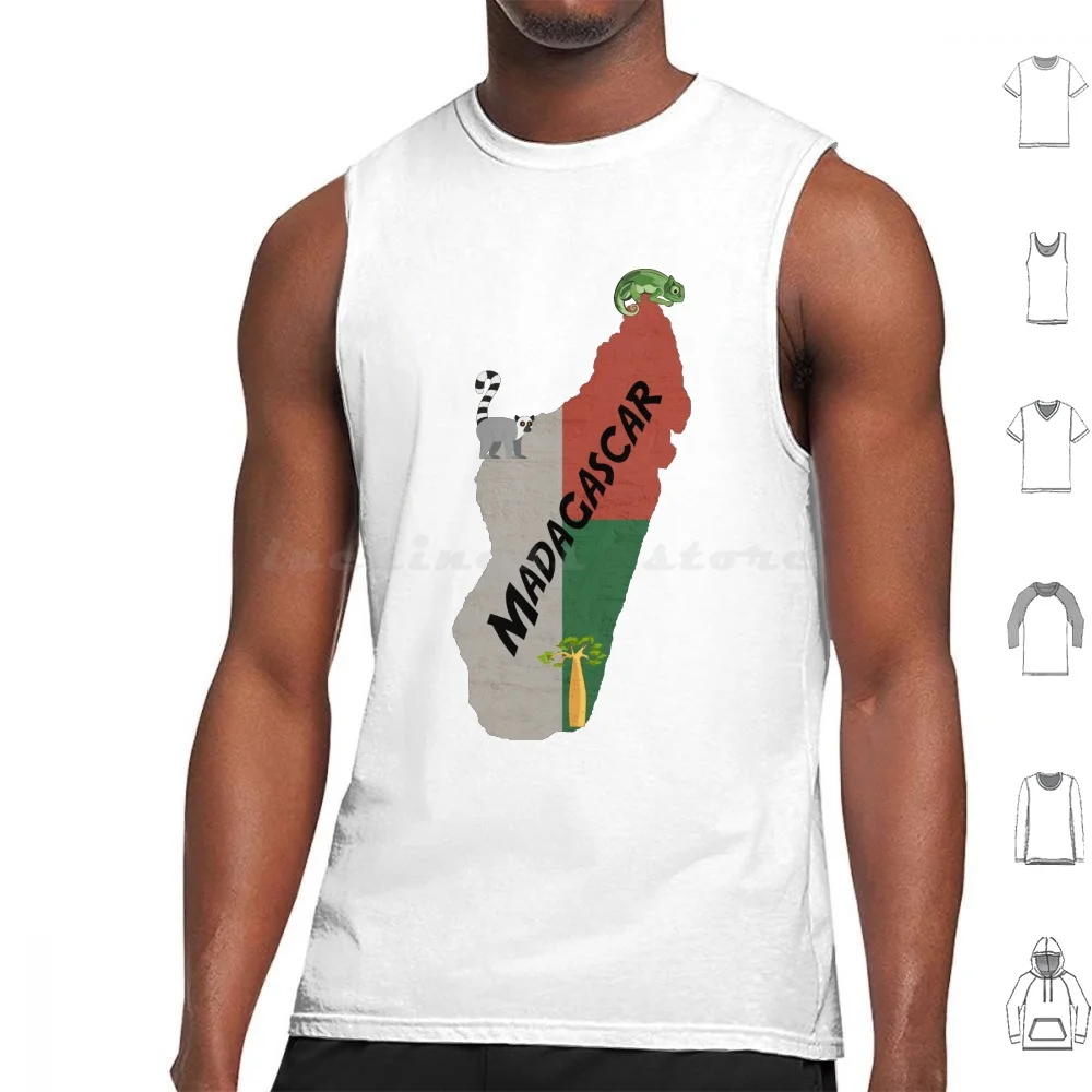 Madagascar Canotte Gilet Senza Maniche Madagascar Isola Del Madagascar Africa Antananarivo Malagasy Chameleon Lemur Baobab