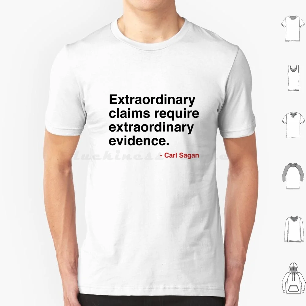 Richieste Eccezionali Richiedono Prove Eccezionali Carl Sagan T Shirt Big Size 100% Cotone Science Sagan Sagan God Cosmos Carl