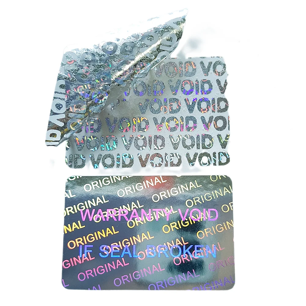 100 Pz 3X2Cm Garanzia Void If Seal Broken Silver Hologram Tamper Evident Label Garanzia Void Sticker Removal Proof