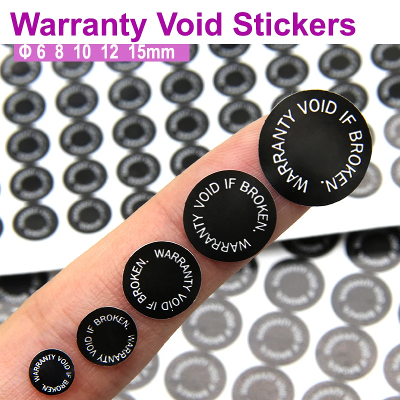 6/8/10/12/15Mm Garanzia Void If Broken Tamper Evident Label Fragile Paper Removal Proof Open Invalid Warning Stamp Sigillo Di Sicurezza