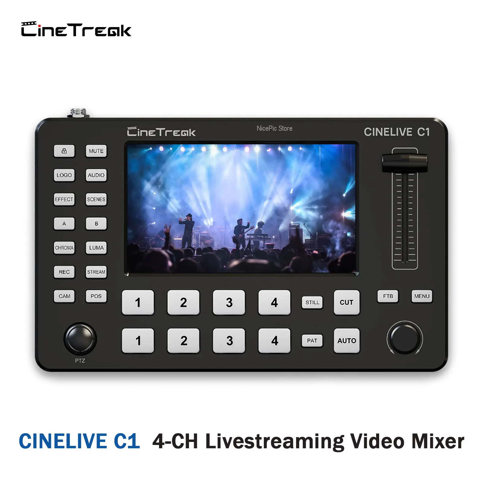 Cinelive C1 Commutatore Video 4-Ch Mixer Video Live Streaming Multi Formato Tutto Uno Schermo Lcd Full Hd Monitoraggio Muti-Immagine