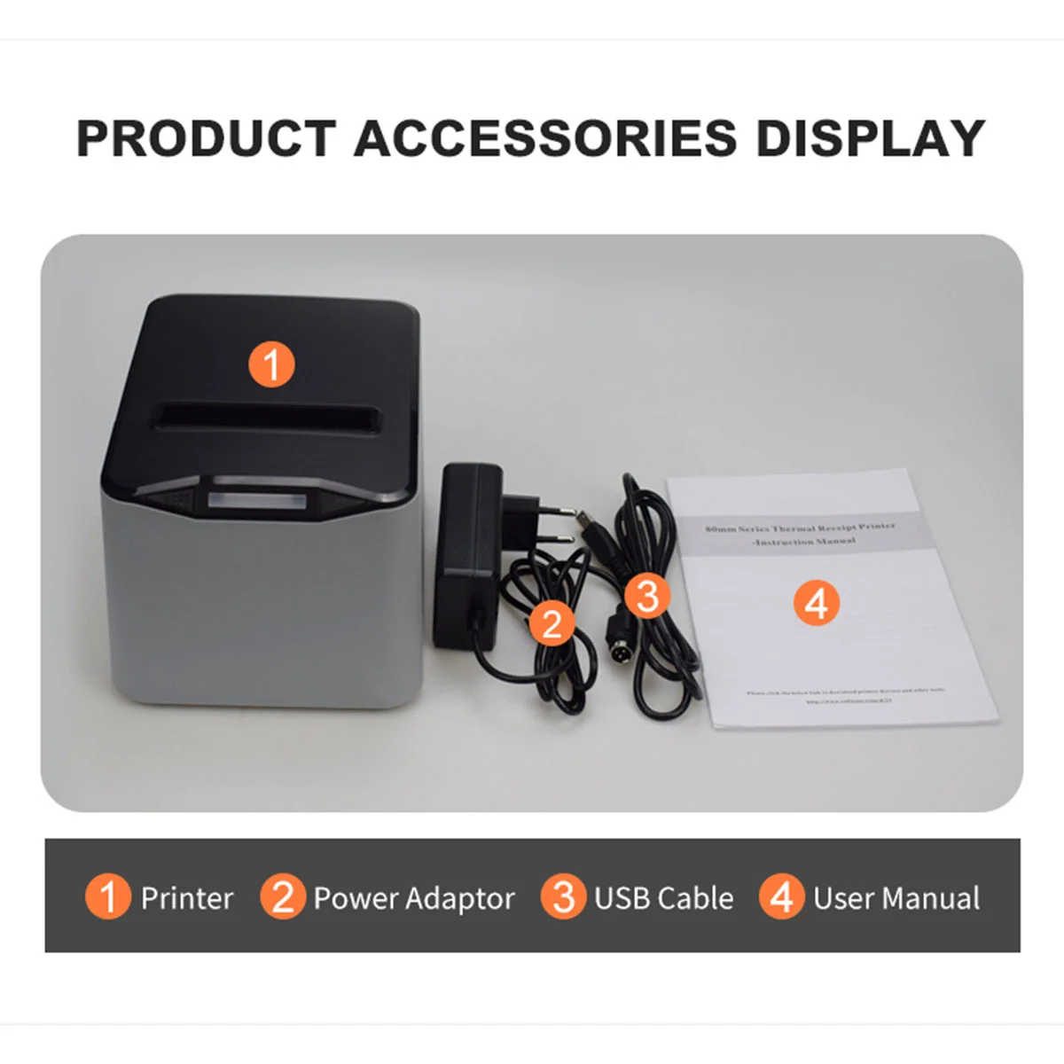 Stampante Termica Per Ricevute Da 80Mm Taglierina Automatica Ristorante Cucina Pos Usb Serial Lan Wifi Bluetooth Paper Desktop-Us Plug