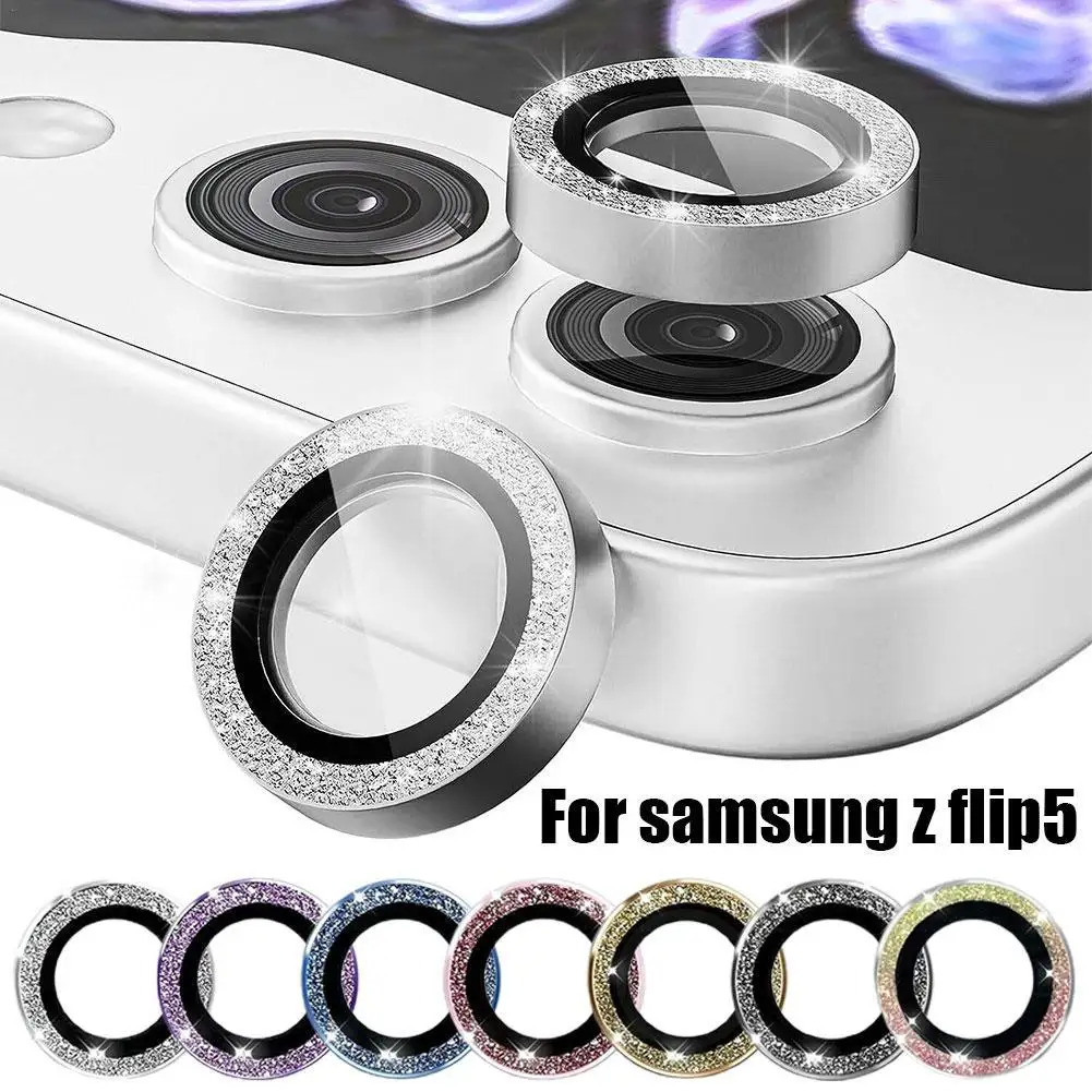 Pellicola Salvaschermo Per Fotocamera Per Samsung Galaxy Z Flip 5 Bling Tiny Diamond Tiny Camera Hd Protector Glitter Metal Lens Cap
