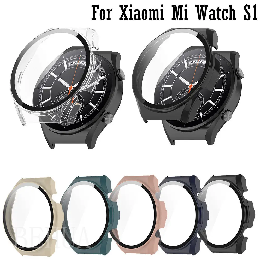 Custodia Protettiva Per Pc Completa Per Xiaomi Watch S1 Custodia Protettiva Per Schermo Intelligente Per Xiaomi S1 Cover Shell + Cover In Vetro Temper