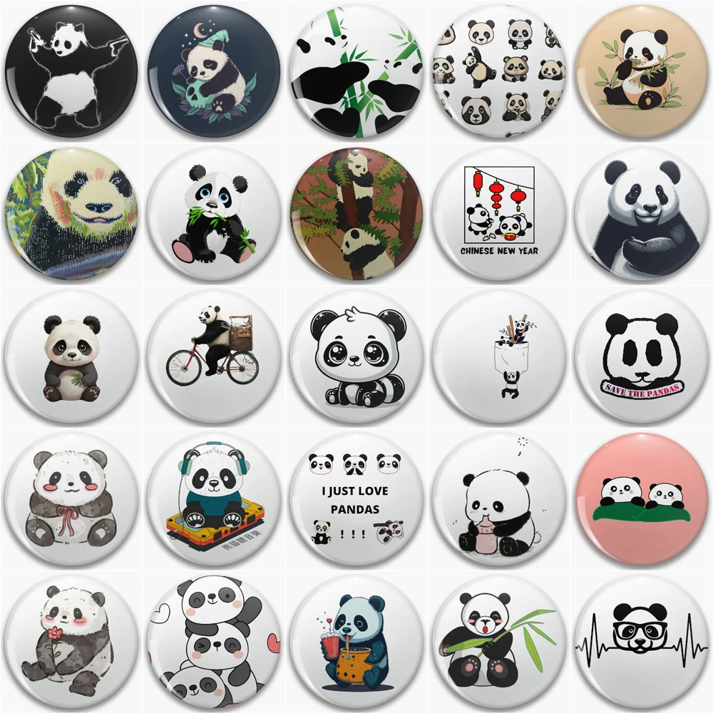 I Just Love Panda Button Pin Creativo Cartoon Animal Panda Lovers Spilla China Bear Badge Zaino Decor Friends Gift 58Mm