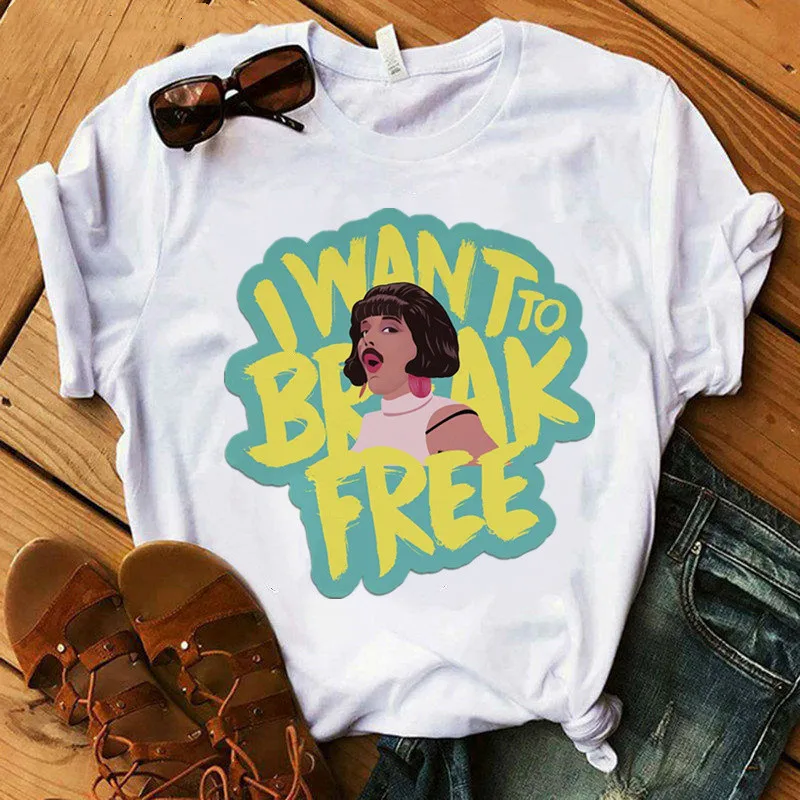T-Shirt Donna Queen Band Tshirt Top Donna Freddie Mercury Stampa Coreana Freddie Mercury Tshirt Abbigliamento Femminile Harajuku