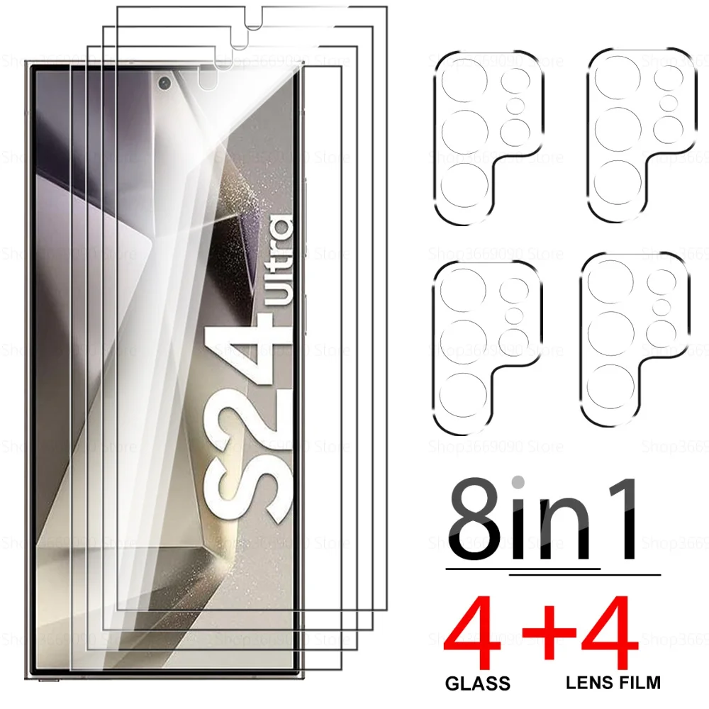 8 In1 3D Lens & Screen Protector Per Samsung Galaxy S24 Vetro Temperato Ultra Protettivo Samung S24 Ultra S 24 Plus S24Ultra