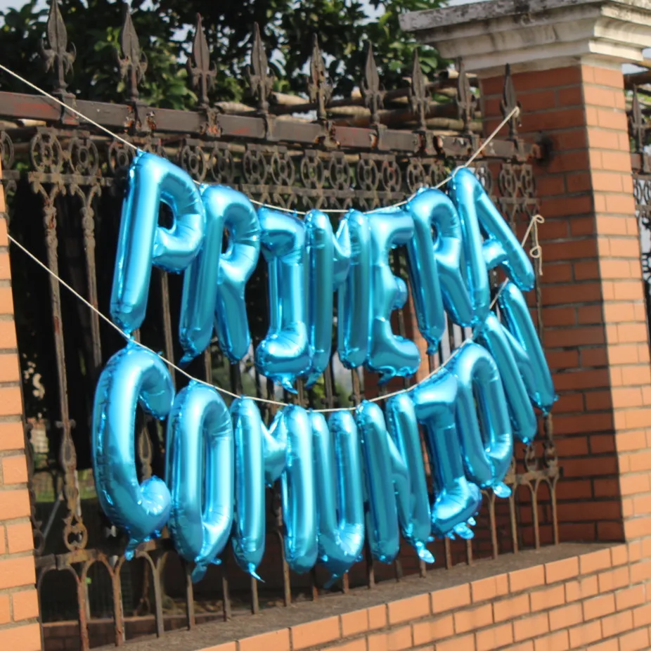 Ragazzo Prima Comunione Decorazione Foil Palloncini Ragazzo Di Primera Comunione Banner Benvenuto Hanging Bunting