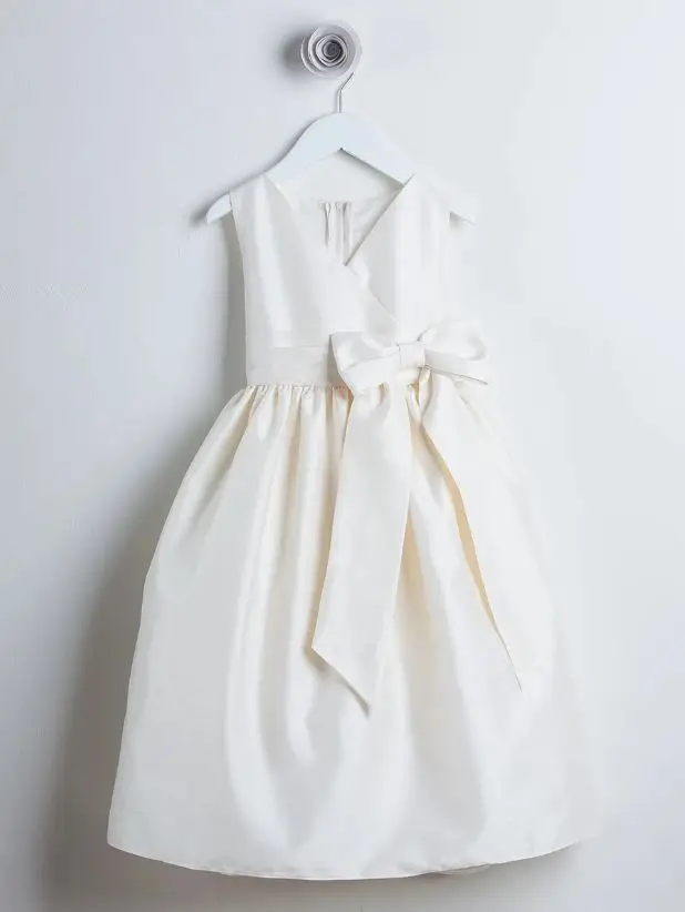 Abiti Da Ragazza Di Fiori Per Matrimoni Comunion 2020 Sukienki Satin Bokep Flower Dress Abiti Da Bowknot Vestido Flores Scollo A V Bow