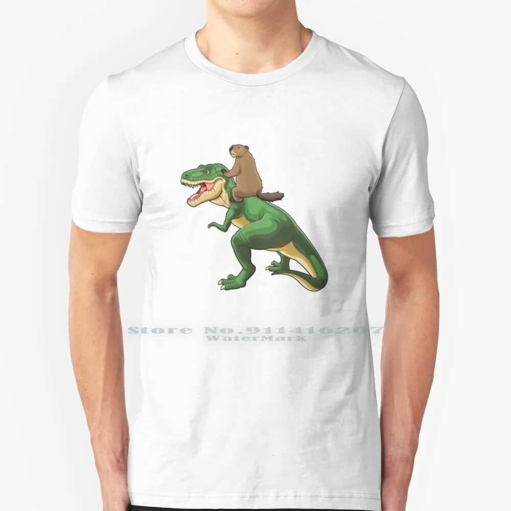Maglietta Trex Groundhog 100% Puro Cotone Trex Dinosaur Birthday Funny Humor Umoric Groundhog Groundhog Day Happy Groundhog Day