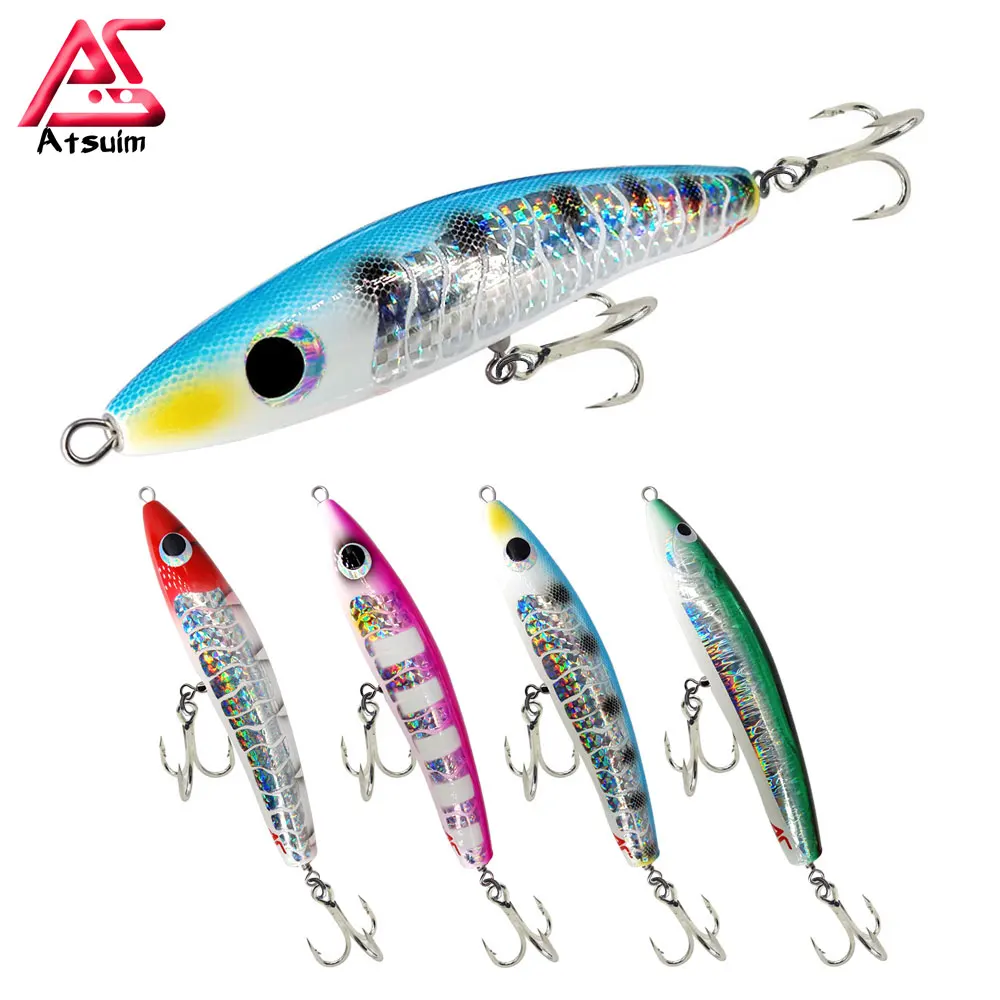 As 65G120G Wooden Swim Trolling Stickbait Topwater Lure Fishing Gt Tuna Pencil Artificial Floating Long Casting Wobblers