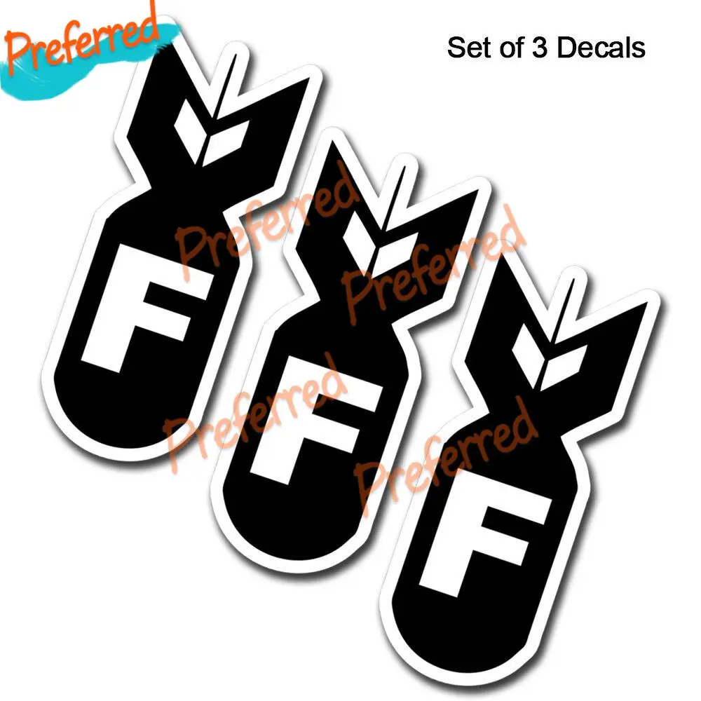 3X F Bomb Hard Hat Stickers Casco Moto Car Truck Cooler Paraurti Toolbox Decalcomania