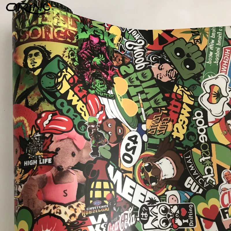 10/20/30/40/50X152Cm Rasta Mouse Weed Sticker Bomba Foglio Euro Decalcomania Del Vinile Skate Wrap Pellicola Per Avvolgimento Auto