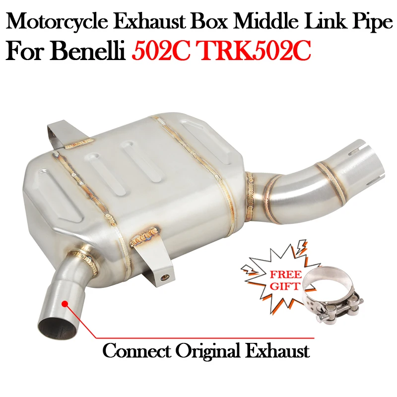 Slip On Per Benelli 502C Trk502C Trk Scarico Moto Modifica Mid Middle Box Link Pipe Escape Moto Connect Silenziatore Originale